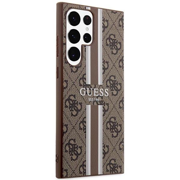 Guess GUHCS23LP4RPSW S23 Ultra S918 brązowy/brown hardcase 4G Printed Stripe