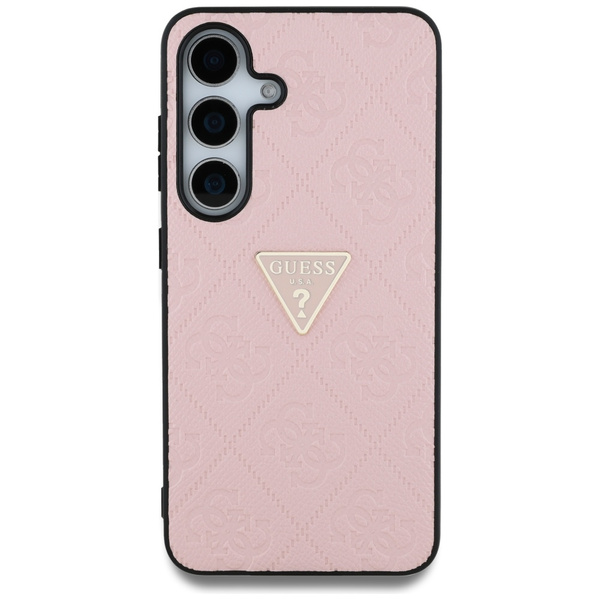 Etui Guess Hot Stamp 4G Pattern Triangle Metal Logo do Samsung Galaxy S25 różowy