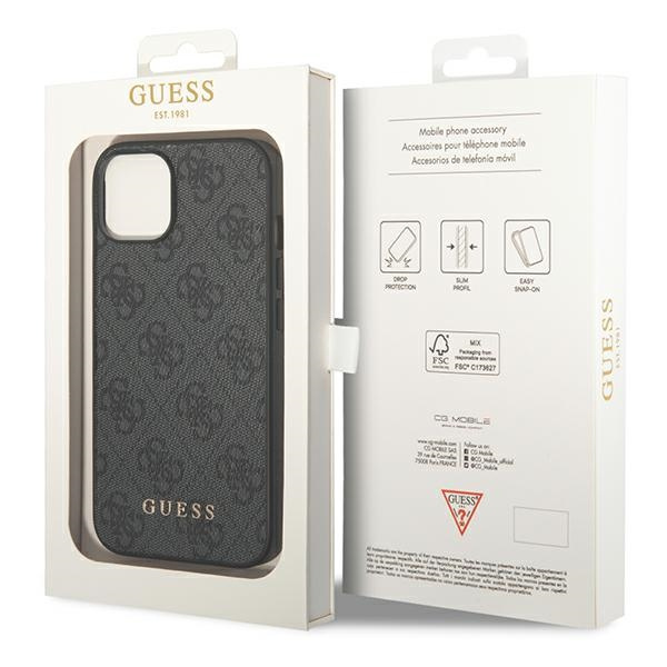 Guess GUHCP14SG4GFGR iPhone 14 / 15 / 136.1" szary/grey hard case 4G Metal Gold Logo