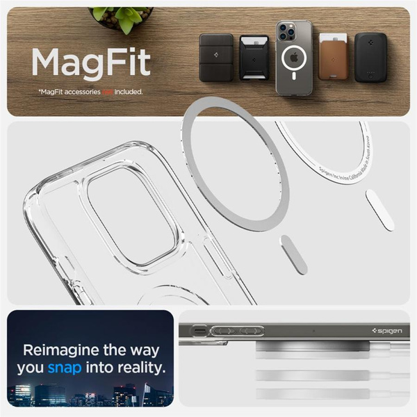 Etui Spigen Ultra Hybrid Mag z MagSafe na iPhone 14 Pro - przezroczysto-białe