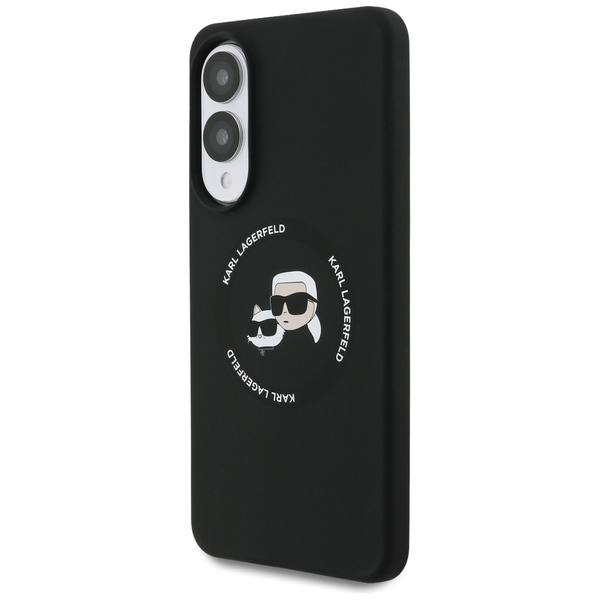 Etui Karl Lagerfeld Silicone Double      Heads And Circle MagSafe do Samsung Galaxy S25 Edge czarny