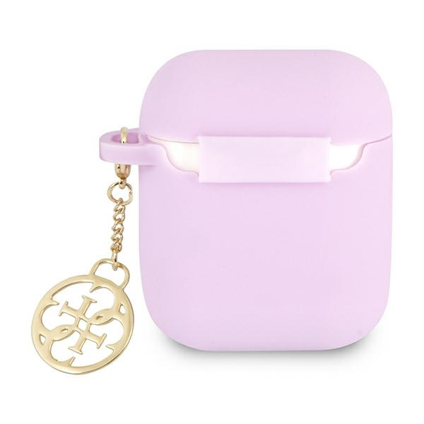 Guess  GUA2LSC4EU AirPods 1/2 cover fioletowy/purple Silicone Charm 4G Collection