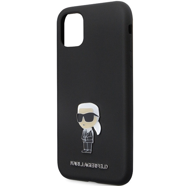 Etui Karl Lagerfeld Silicone Ikonik Metal Pin na iPhone 11 / Xr - czarne