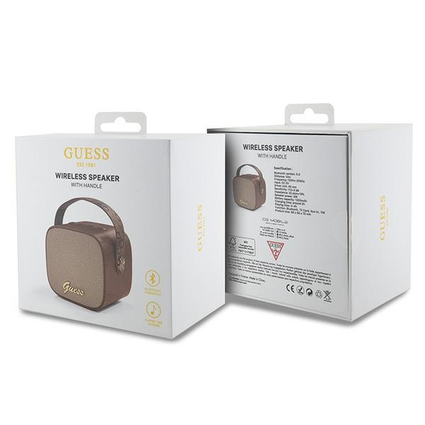 Guess głośnik Bluetooth GUWSB2P4SMWSpeaker mini brązowy/bown 4G Leather Script Logo with Strap