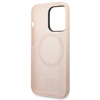 Guess GUHMP14XSBPLP iPhone 14 Pro Max6,7" różowy/pink hard case Silicone Logo Plate MagSafe