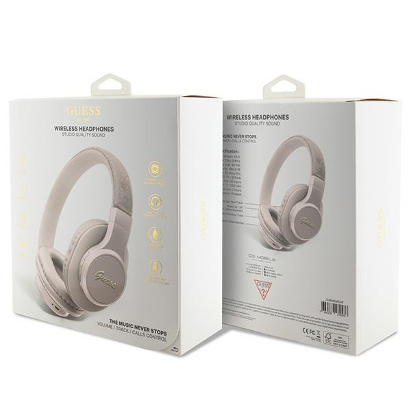 Guess słuchawki nauszne BluetoothGUBH604GEMP różowy/pink 4G Script