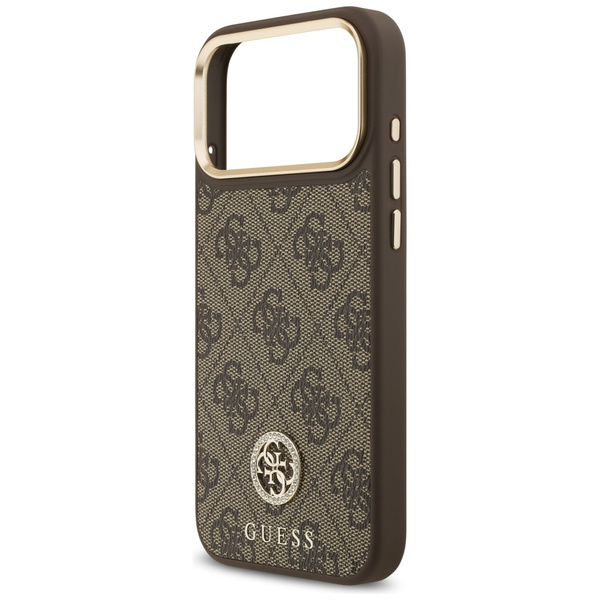 Etui Guess 4G Strass Logo MagSafe do     iPhone 17 Pro Max brązowy