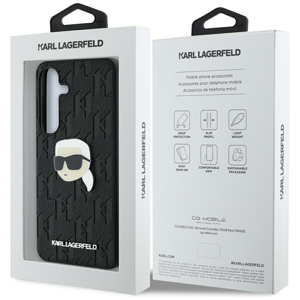 Etui Karl Lagerfeld Leather Monogram Pin  Logo Karl Head Samsung Galaxy S25 czarny