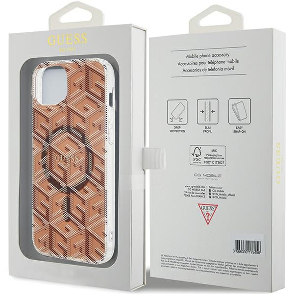 Guess GUHMP15MHGCUSTGW iPhone 15 Plus / 14 Plus 6.7" brązowy/brown hardcase IML GCube MagSafe