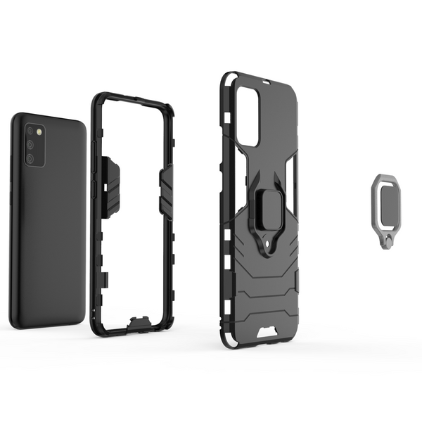 RING ARMOR TOUGH HYBRID CASE COVER + MAGNETIC HOLDER FOR SAMSUNG GALAXY A03S (166.5) BLACK