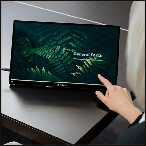 Verbatim Monitor przenośny dotykowy15.6" Ultra HD 4K czarny/black 32238