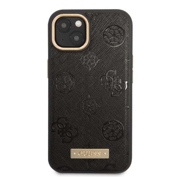 Guess GUHMP13MSAPSTK iPhone 13 / 14 / 15 6.1" czarny/black hardcase Peony Logo Plate MagSafe