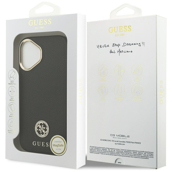 Etui Guess Grained Strass Logo MagSafe   do iPhone 17 czarny