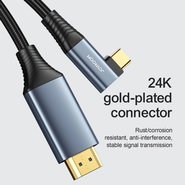 Kabel Joyroom SY-20C1 USB-C (kątowy) / HDMI (prosty) 4K 60Hz 2m – szary