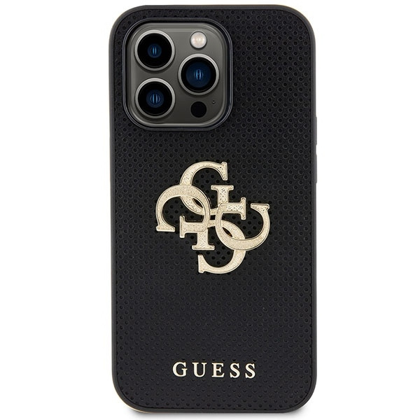 GUESS GUHCP15LPSP4LGK IPHONE 15 PRO 6.1" CZARNY/BLACK HARDCASE LEATHER PERFORATED 4G GLITTER LOGO