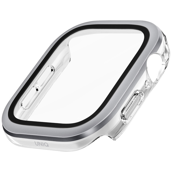 Etui UNIQ Voute do Apple Watch Series 10 46mm szkło hartowane srebrny