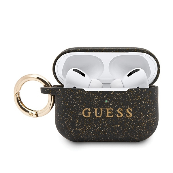 GUESS GUACAPSILGLBK AIRPODS PRO COVER CZARNY/BLACK SILICONE GLITTER