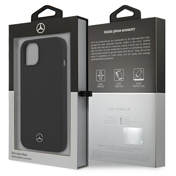 Etui Mercedes Silicone Line na iPhone 13 mini - czarne