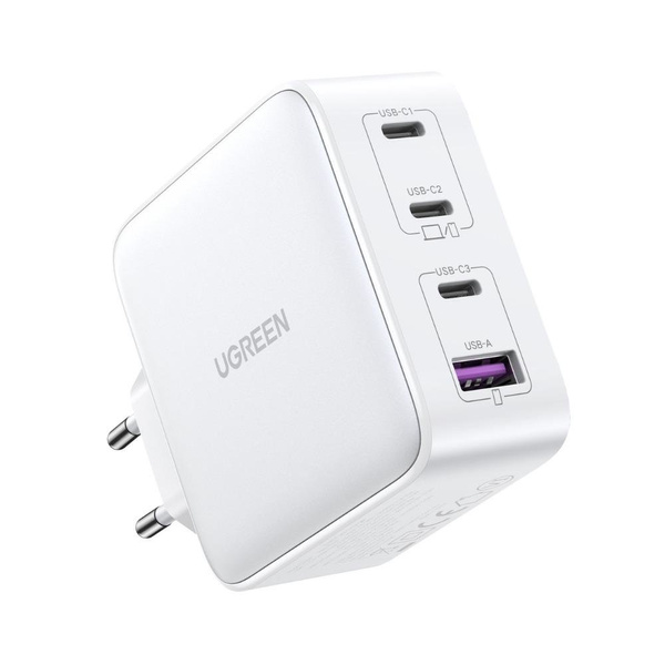 Szybka ładowarka GaN 3xUSB C / USB 100W PPS Ugreen CD226 - biała