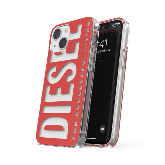 DIESEL CLEAR CASE GRAPHIC IPHONE 13 MINI CZERWONY/BIAŁY