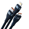 Baseus Flash Series Ⅱ kabel 3w1 do szybkiego ładowania USB-A do USB-C / Micro-USB / Lightning 66W 480Mb/s 1.2m niebieski