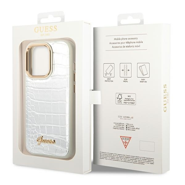 Guess GUHCP14XHGCRHS iPhone 14 Pro Max6,7" srebrny/silver hardcase Croco Collection