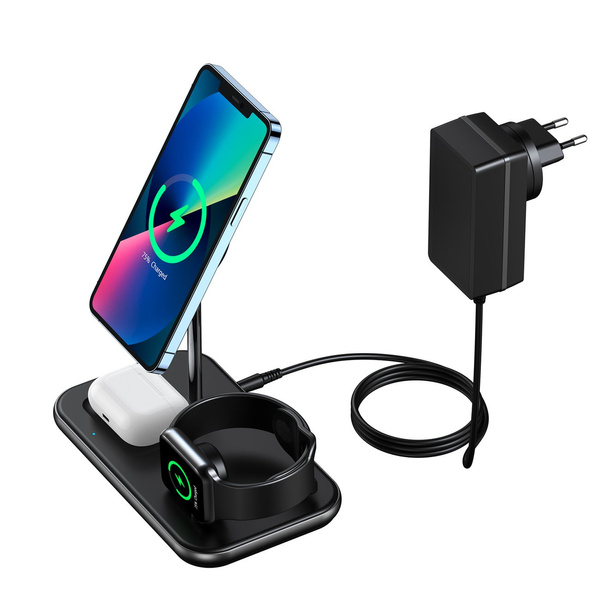 CHOETECH MFM MFI CHARGER/INDUCTIVE CHARGING STATION 3IN1 IPHONE 12/13/14, AIRPODS PRO, APPLE WATCH GRAY (T589-F)
