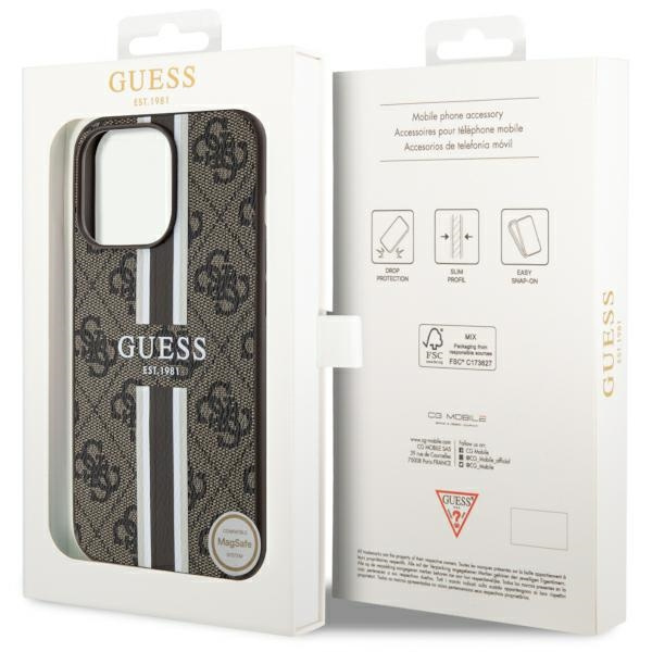 Guess GUHMP13XP4RPSW iPhone 13 Pro Max6.7" brązowy/brown hardcase 4G Printed Stripes MagSafe