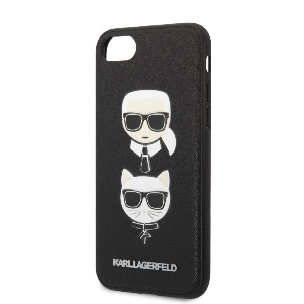 Karl Lagerfeld KLHCI8SAKICKCBK iPhone 7/8 / SE 2020 / SE 2022 black/black hardcase Saffiano Karl&amp;Choupette Head