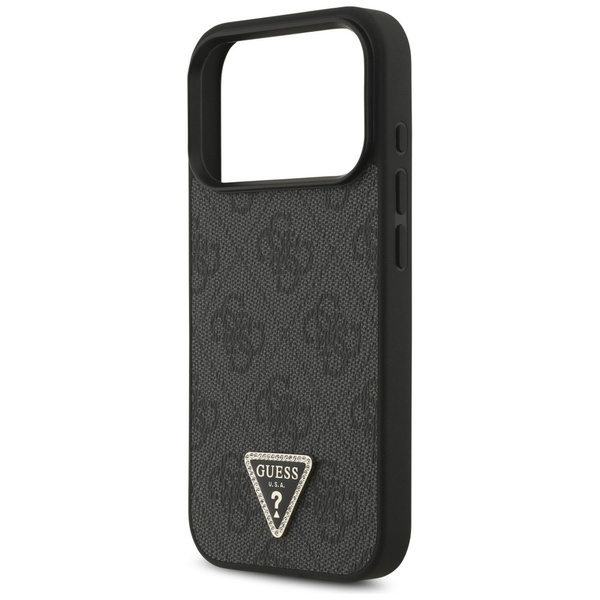 Etui Guess Leather 4G Triangle Strass    MagSafe do iPhone 17 Pro czarny