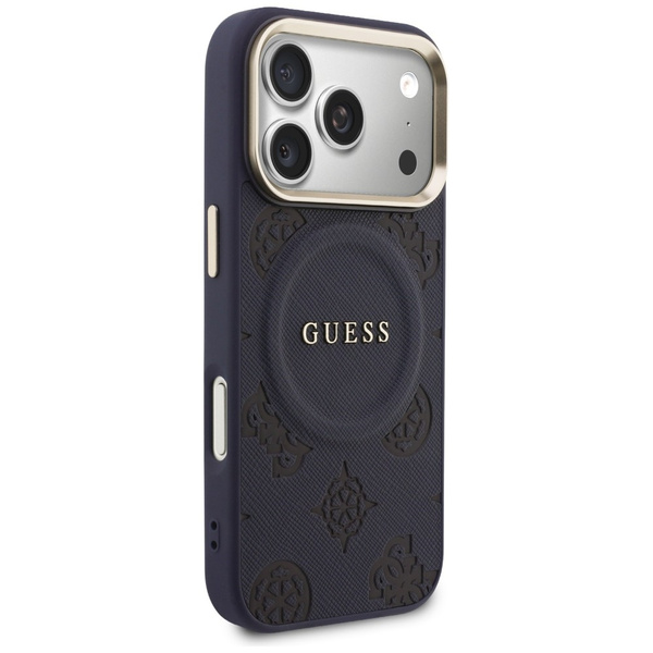 Etui Guess Peony Hot Stamp MagSafe do    iPhone 17 Pro niebieski
