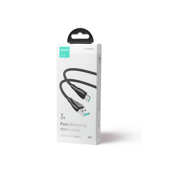 JOYROOM USB - USB C 3A CABLE SURPASS SERIES FOR FAST CHARGING AND DATA TRANSFER 3 M BLACK (S-UC027A11)