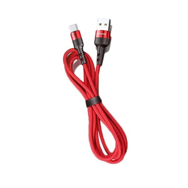 USAMS Kabel pleciony U26 USB-C 1m1szt. for set 3A Fast Charging czerwony/red SJ313TC02 (US-SJ313)