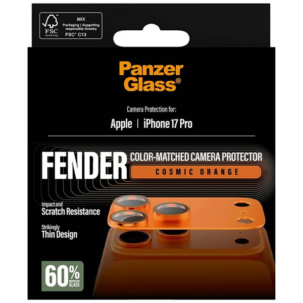 Szkło hartowane na obiektyw PanzerGlass Fender Camera Protector do iPhone 17 Pro pomarańczowy
