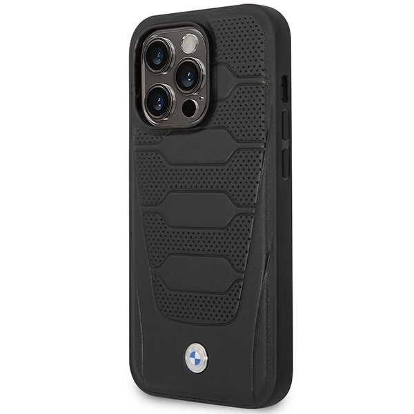 Etui BMW Leather Seats Pattern MagSafe na iPhone 14 Pro - czarne
