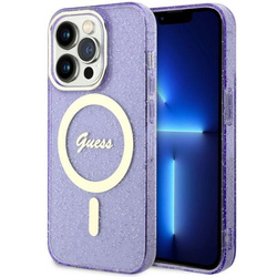 Guess GUHMP14LHCMCGU iPhone 14 Pro 6.1"purpurowy/purple hardcase Glitter Gold MagSafe