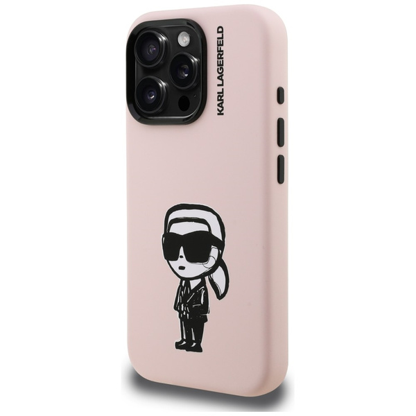 Etui Karl Lagerfeld Silicone Karl Sketch MagSafe do iPhone 16 Pro Max różowy