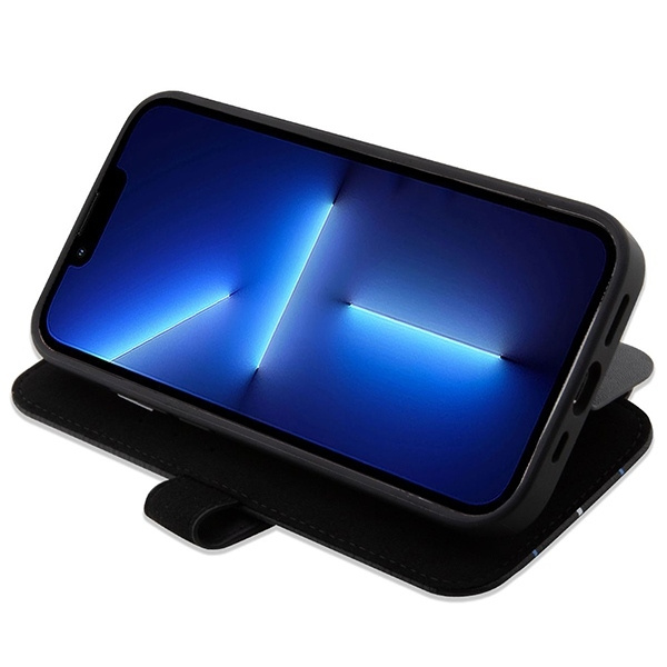 Case BMW BMBKP14L22RVSK iPhone 14 Pro 6.1" black/black bookcase Leather Stamp Blue Lines