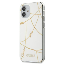 Guess GUHCP12SPCUCHWH iPhone12 mini 5,4" biały/white hardcase Gold Chain Collection