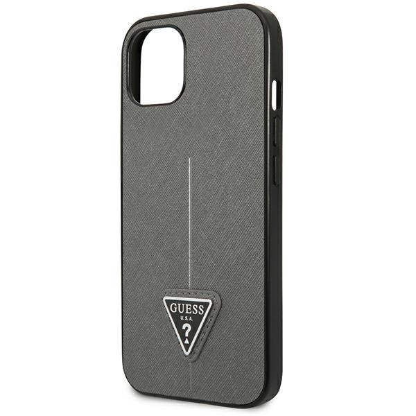 Guess GUHCP14SPSATLG iPhone 14 / 15 / 13 6.1" srebrny/silver hardcase SaffianoTriangle Logo