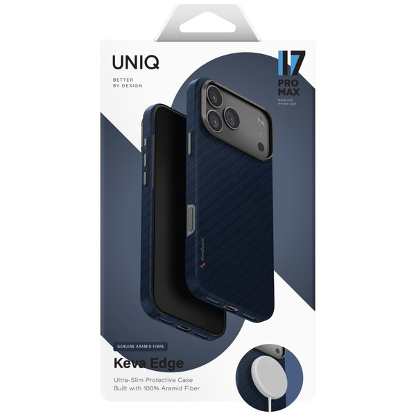 Etui UNIQ Keva EDGE do iPhone 17 Pro Max Magclick Charging niebieski