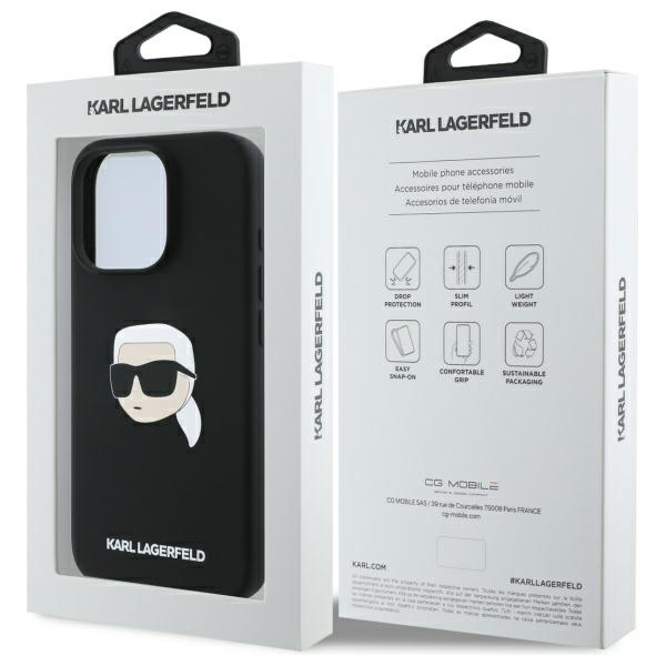Karl Lagerfeld KLHMP16LSKHPPLK iPhone 16 Pro czarny/black HC MagSafe Sil KL Head Print