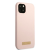 Guess GUHMP13MSBPLP iPhone 13 / 14 / 15 6.1" różowy/pink hard case Silicone Logo Plate MagSafe