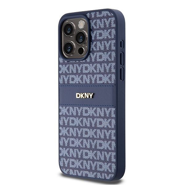 DKNY DKHCP15XPRTHSLB iPhone 15 Pro Max6.7" niebieski/blue hardcase Leather Mono Stripe & Metal Logo