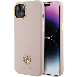 Guess GUHCP15SM4DGPP iPhone 15 / 14 / 13 6.1" jasnoróżowy/pink hardcase Silicone Logo Strass 4G