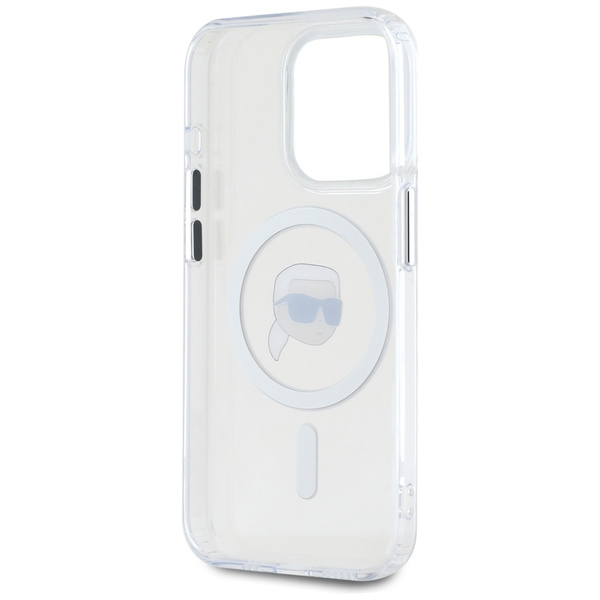 Etui Karl Lagerfeld IML Metal Karl Head   MagSafe do iPhone 15 Pro biały