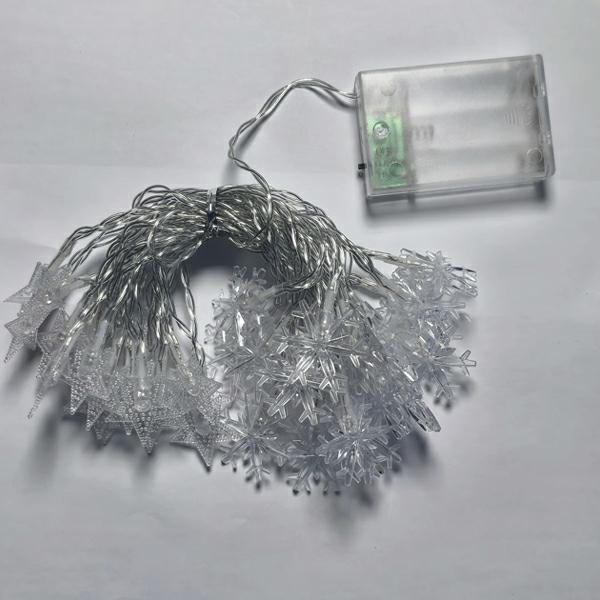 Lampki choinkowe LED snowflake/star - 6m/40 lampek ciepłe białe/warm white zasilane bat. 3xAA EHD-LS05