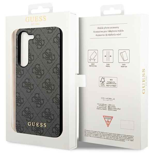 Guess GUHCS23SG4GFGR S23 S911 szary/grey hardcase 4G Metal Gold Logo