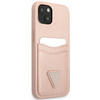 Guess GUHCP13SPSATPP iPhone 13 mini 5,4"różowy/pink hardcase SaffianoTriangle Logo Cardslot
