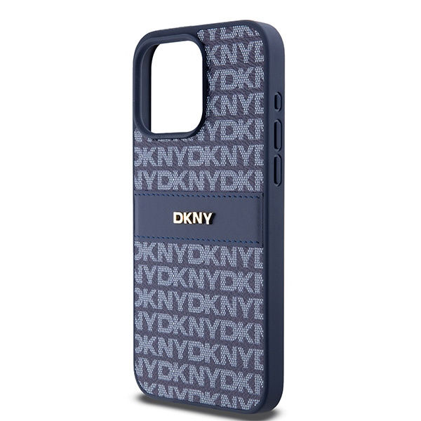DKNY DKHCP15XPRTHSLB iPhone 15 Pro Max6.7" niebieski/blue hardcase Leather Mono Stripe & Metal Logo